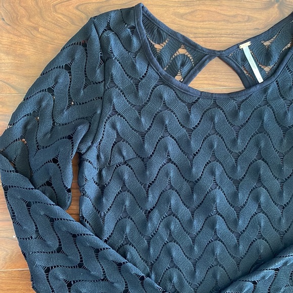 COPY - Free People Black Open Back Lace Mini Dress - Picture 3 of 8